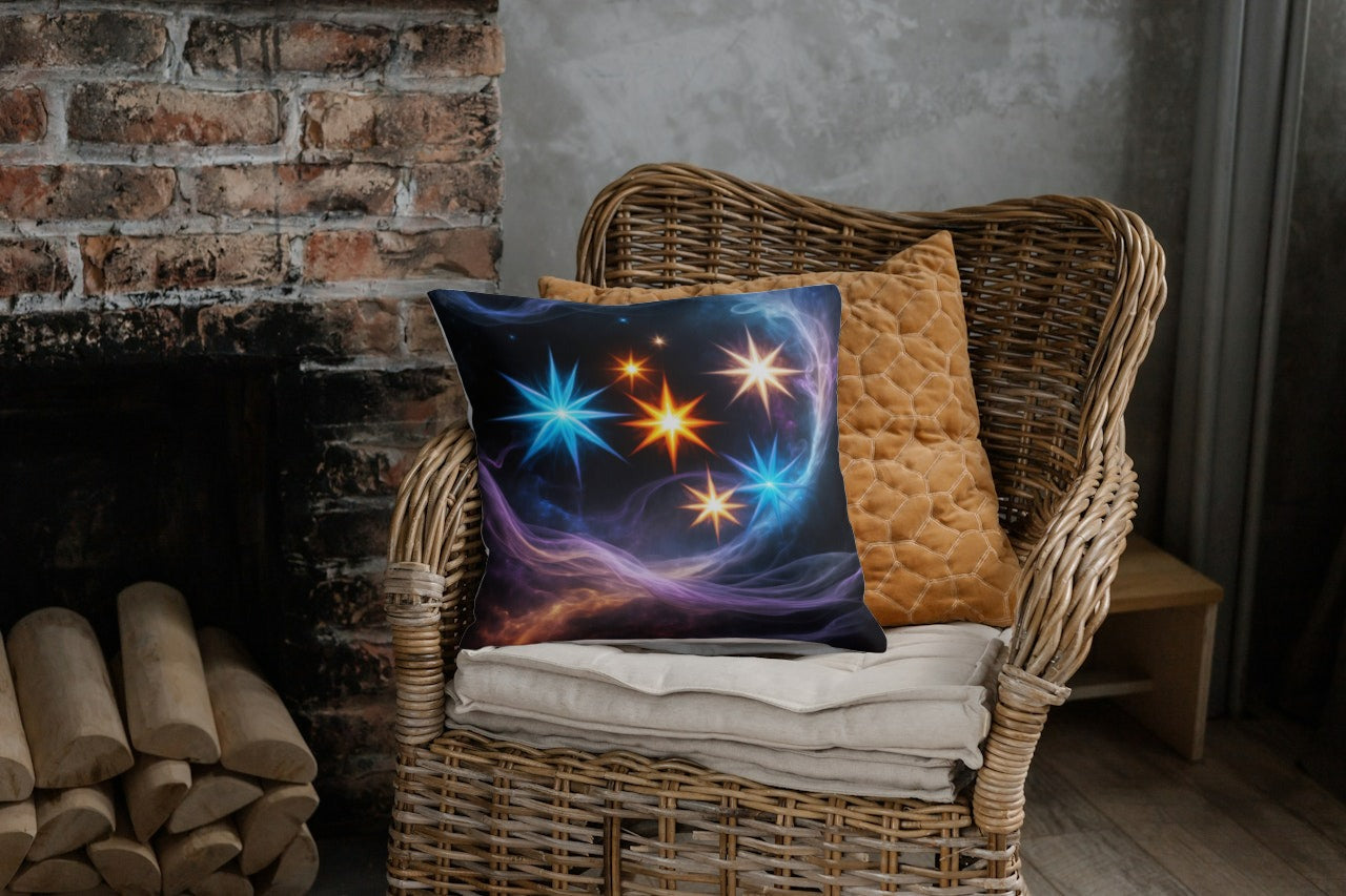 Cushion cover with star print (Black)