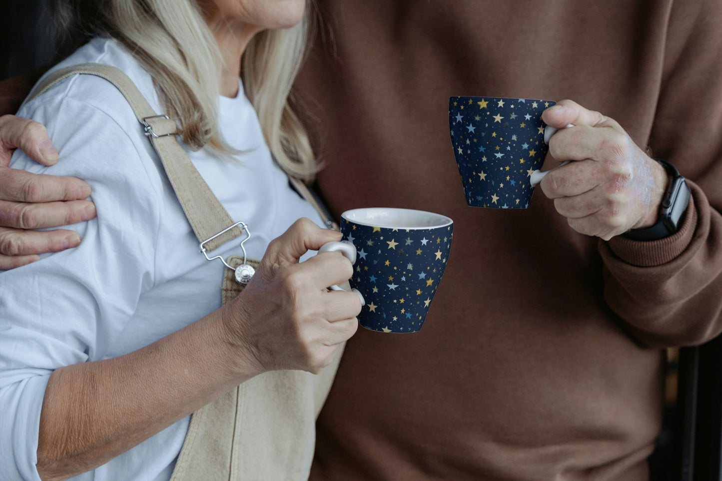 Coffee Mugs with star print Blue