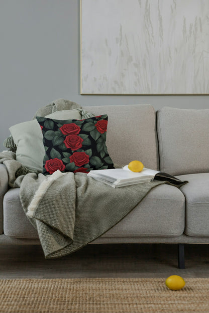 Cushion cover rose print (Black)