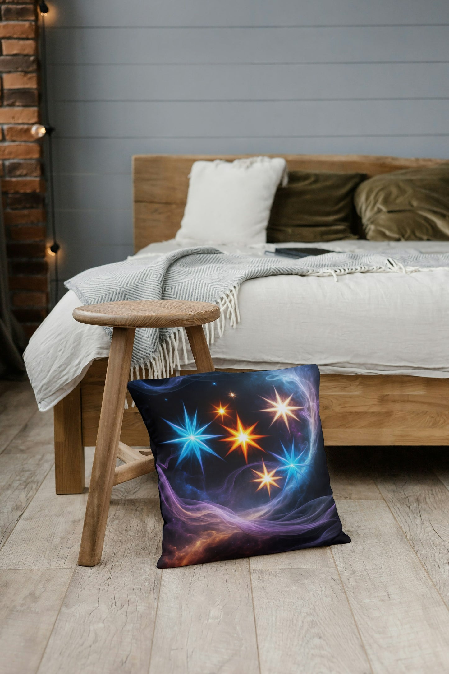 Cushion cover with star print (Black)