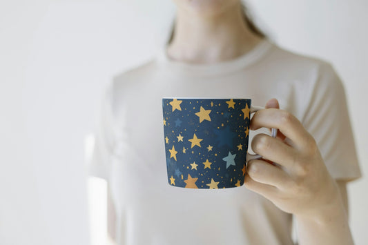 Coffee Mugs with star print Blue