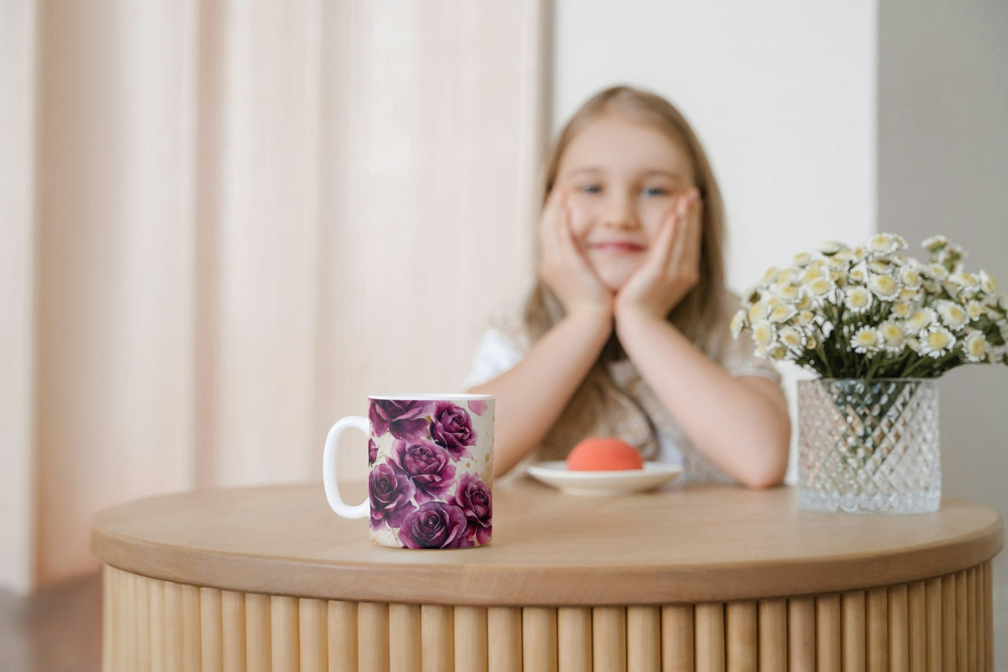 Coffee Mugs with rose print (Violet)