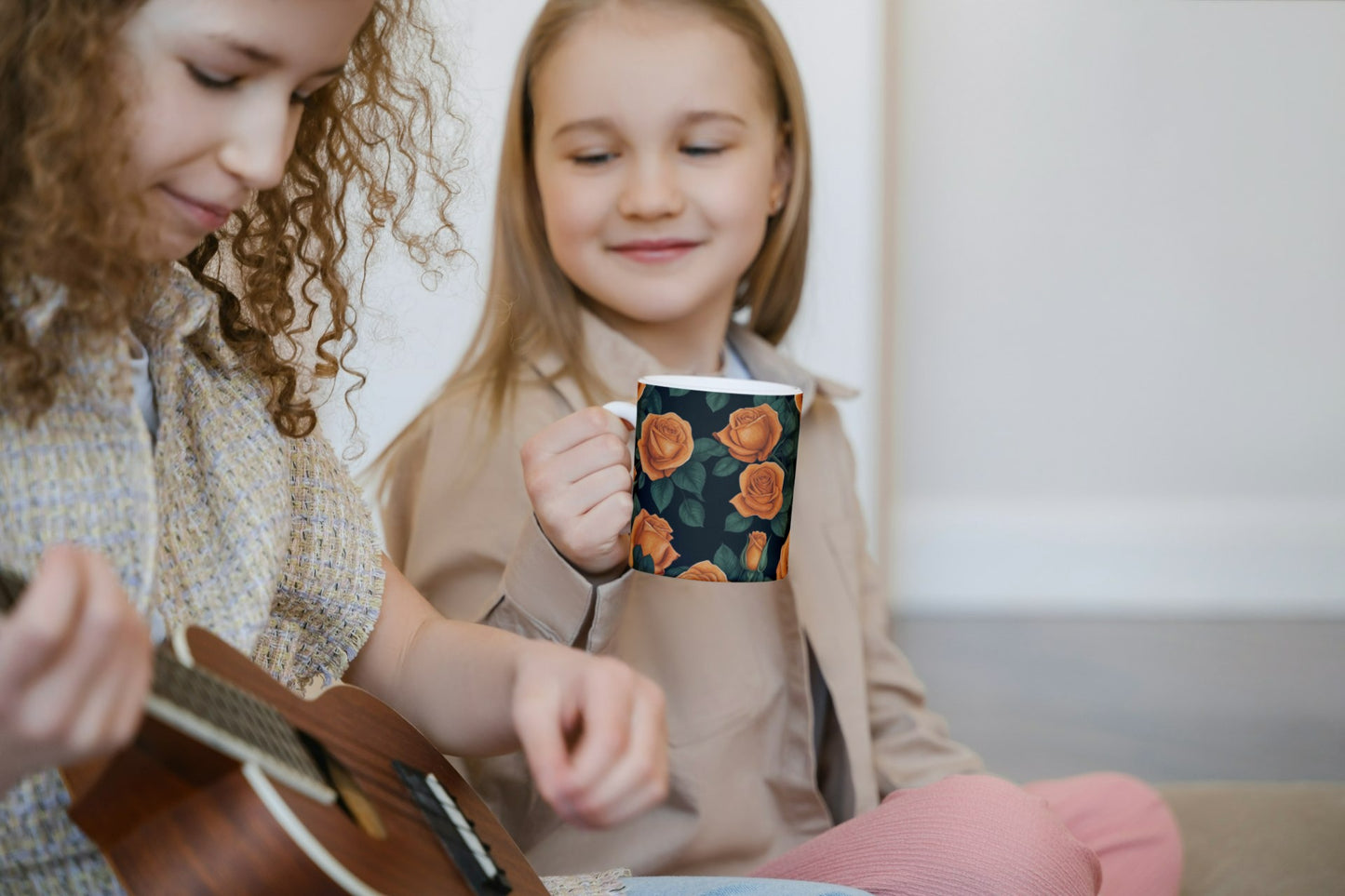 Coffee Mugs with rose print (Orange)