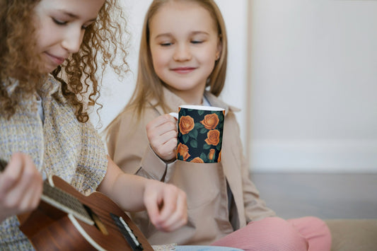 Coffee Mugs with rose print (Orange)
