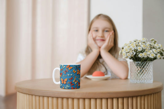 Coffee Mugs with Butterfly print ( Blue)