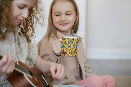 Coffee Mugs with Butterfly print (Yellow)
