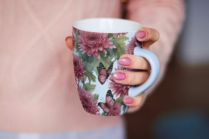 Coffee Mugs with flower print (Pink)