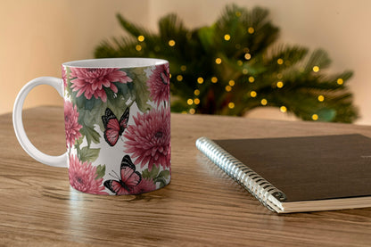 Coffee Mugs with flower print (Pink)